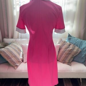 Elegant Pink Dress with White Accents